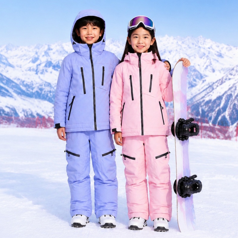 Outdoor Sport Waterproof Jacket - Winter Warm Hooded Jacket Pants Boy