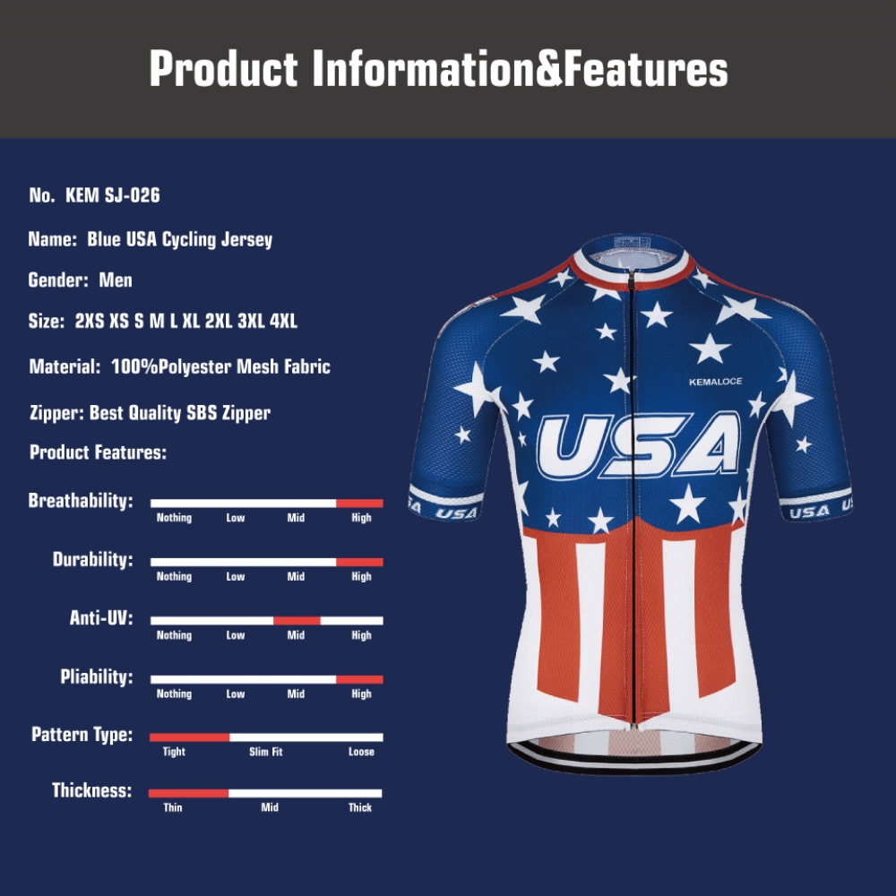 KEMALOCE Bike Jersey USA Navy  - Outdoor Sport Usa 评论和价格