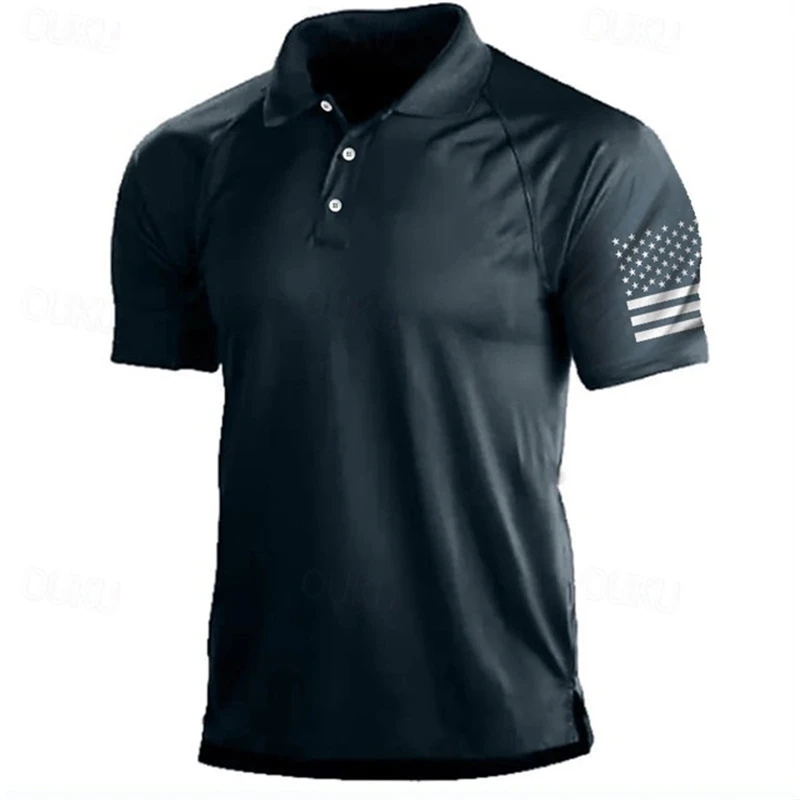 3D Print USA Flag Pattern Polo - Outdoor Sport Usa 评论和价格