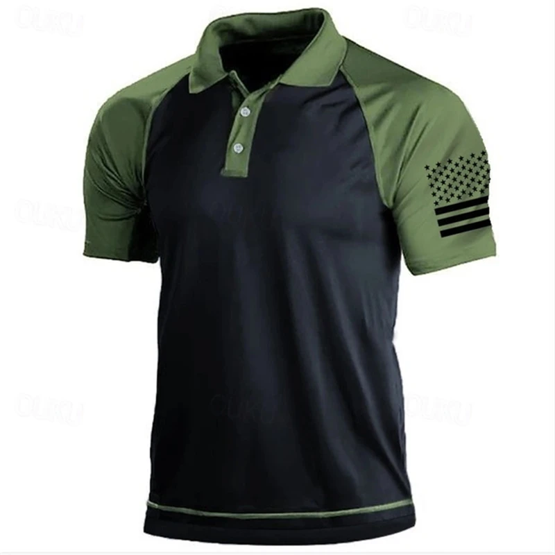3D Print USA Flag Pattern Polo - Outdoor Sport Usa 评论和价格