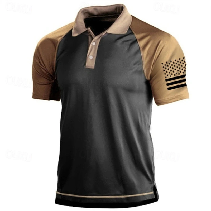 3D Print USA Flag Pattern Polo - Outdoor Sport Usa 评论和价格